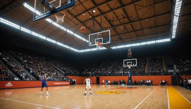 Какая минимальная высота потолка должна быть над баскетбольной площадкой? Выберите вариант ответа из предложенных: 6м 8м 5м 7м? Баскетбольная площадка: